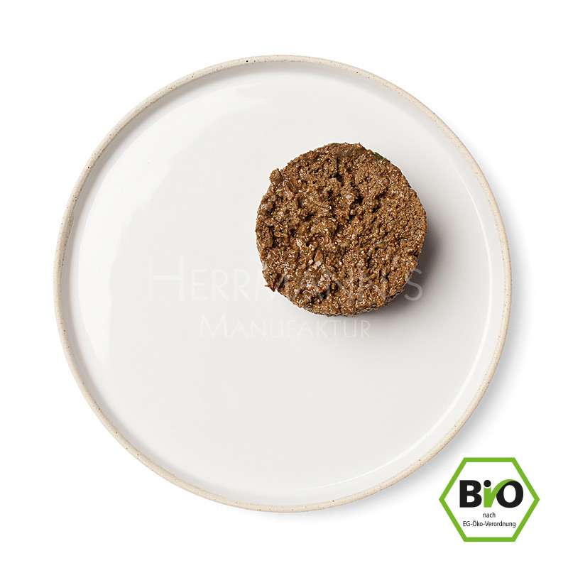 HERMMAN'S SELECTION Párolt menü BÁRÁNY ∣ bio  bárányhús  párolt menü kutyáknak Bio bárányhús könnyed párolt menüben mangolddal, petrezselyemgyökérrel, krumplival, csalánnal, ligetszépe olajjal és tojáshéj por körettel