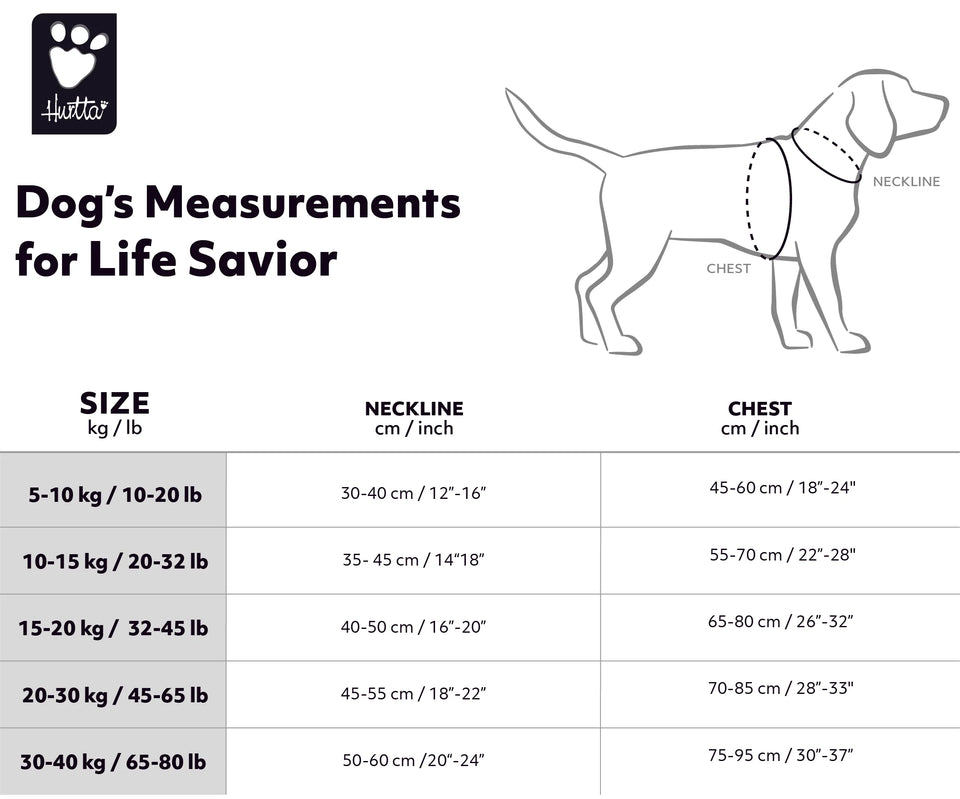 HURTTA LIFE SAVIOR ECO új 2023-as fejlesztésű, kutya úszó- és mentőmellény - Urban Fauna